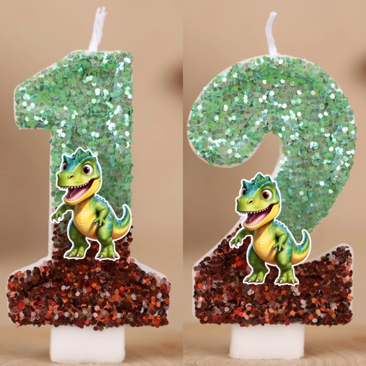 dinosaur T-Rex Digital Candle Number 0-9 Kids Birthday Cake Decoration Supplies Cartoon Anime Party Accessories Supplies