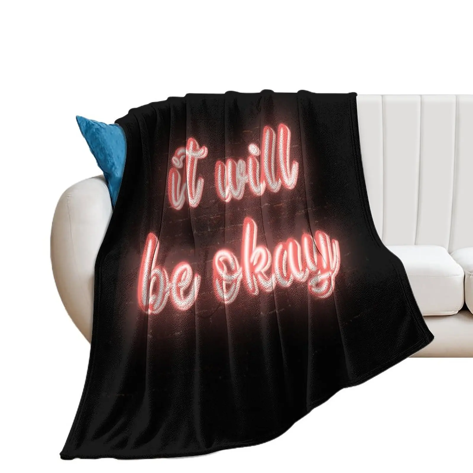 It will be okay neon light up sign Throw Blanket Stuffeds Sleeping Bag Cute Plaid Blankets