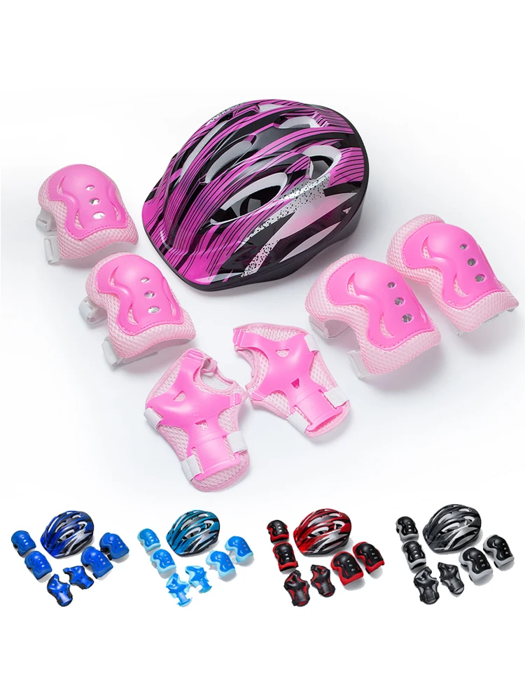 AliExpress YQQGD 7Pcs/Set Kids Bike Helmet and Knee Pads Elbow Pads Wrist Guards Protective Gear Set for 3~15yrs Girls Boy Roller Skating Scooter
