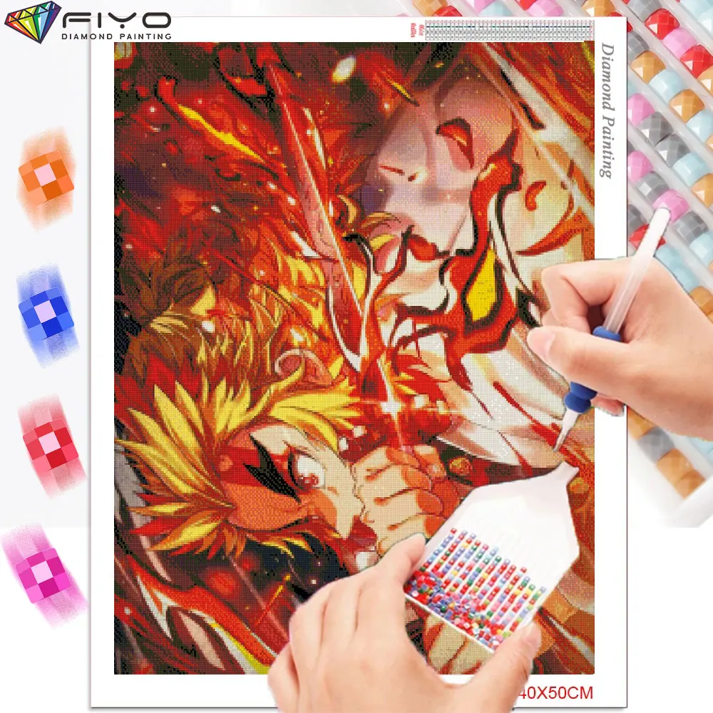 5D DIY Diamond Painting Anime Demon Slayer Mosaic Needlework Full Diamond Embroidery Cross Stitch Decorative peinture diamant