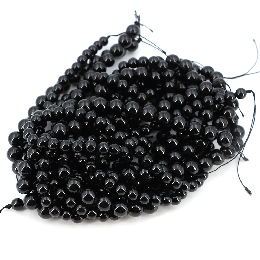 Natural Black Tourmaline Green Southern Jade Beads 4/6/8/10mm Round Gemstone Bead for DIY Bracelet Charms Jewelry Making Beaded