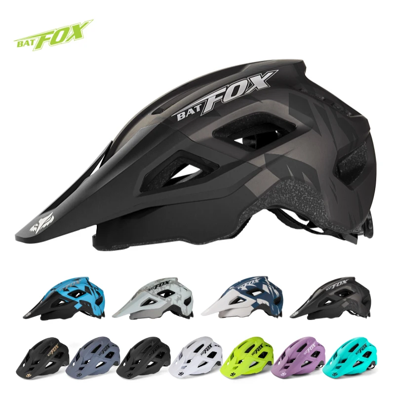 

BATFOX Cycling helmet Lightweight Comfort lining Detachable brim Adjustable Mountain Road Bike Safe Hat Men Women Bicycle Helmet