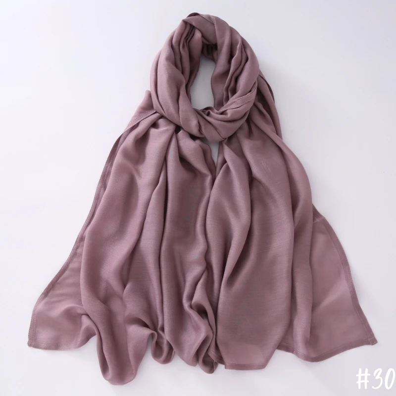 32 farben Modal Polyester Hijab Schal Zwei Linie Nähte Muslimischen Lange Schals Leichte, Weiche Turban Schal Solide Schals – Detail 15