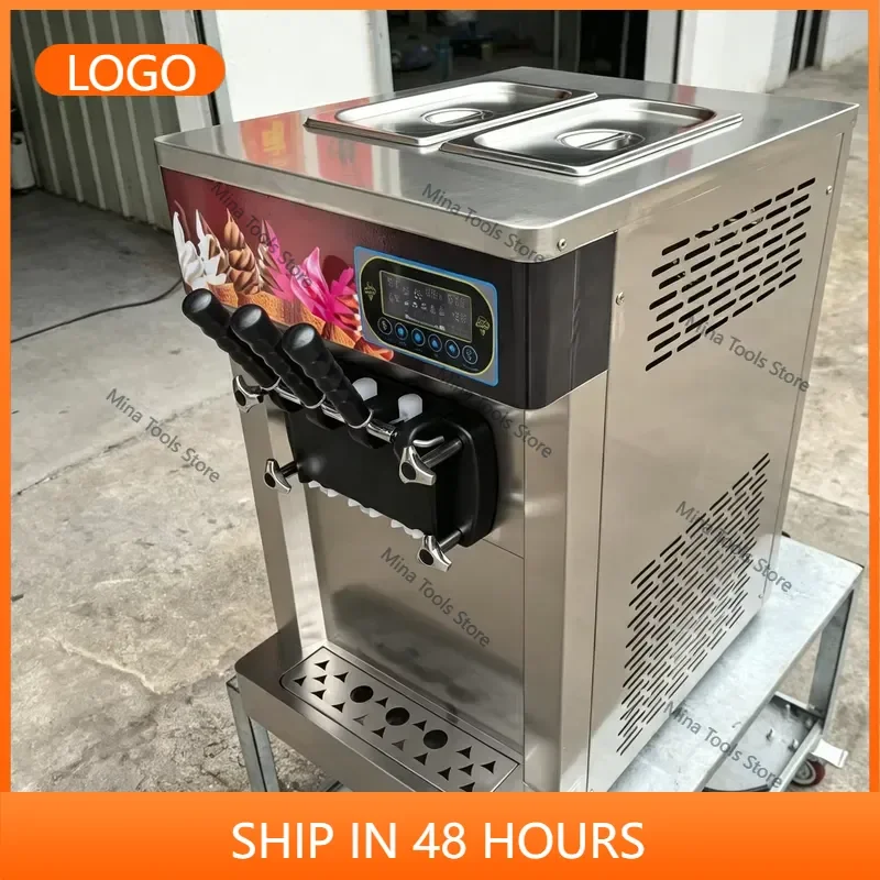 Commercial Automatic 3-Flavor Soft Serve Ice Cream Machine Milk Stainless Steel Energy Efficient for Bakeries Cold Drink