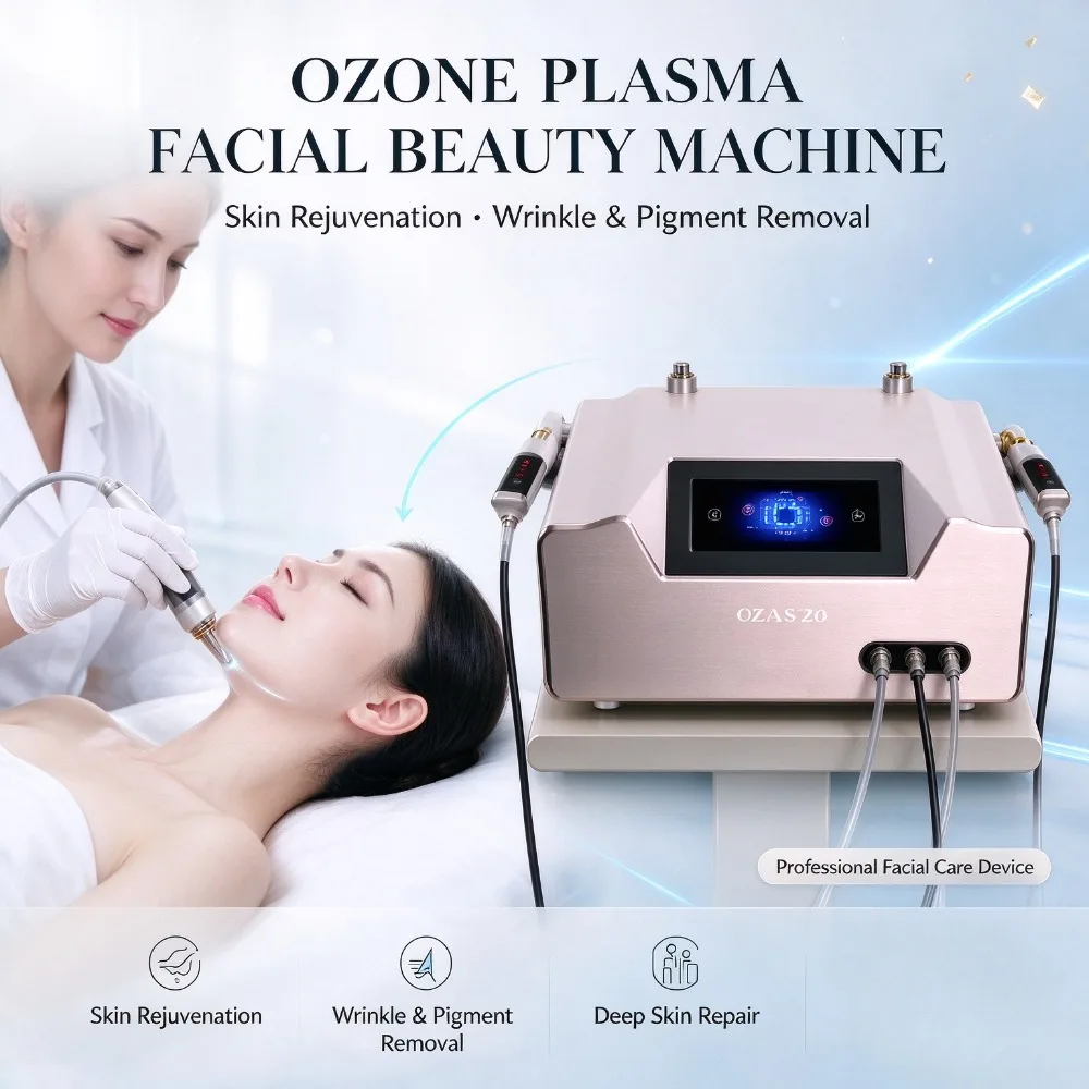 2 Handles Ozone Plasma Facial Machine, Skin Rejuvenation Wrinkle & Pigment Removal Anti-Aging Beauty Device