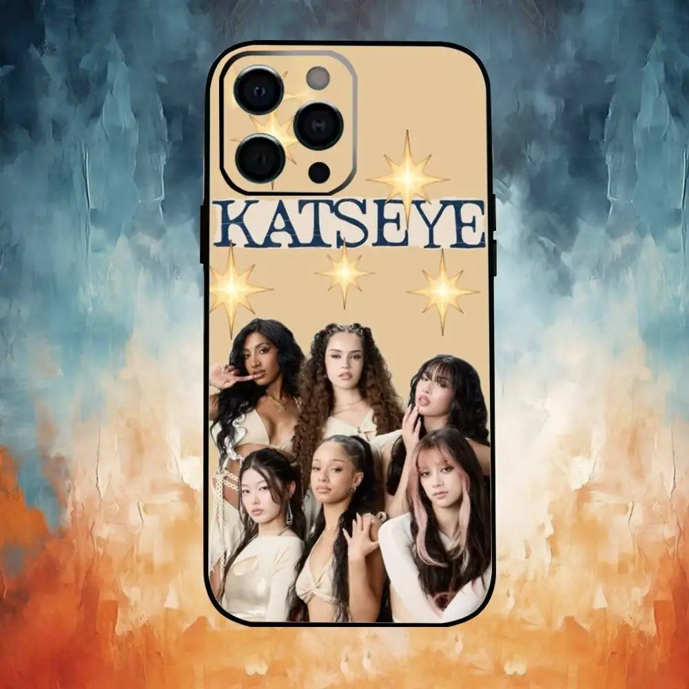 Custodia per telefono Hot Music K-KATSEYE per iPhone17,16,15,14,13,12,11 Plus,Pro Max Cover nera morbida