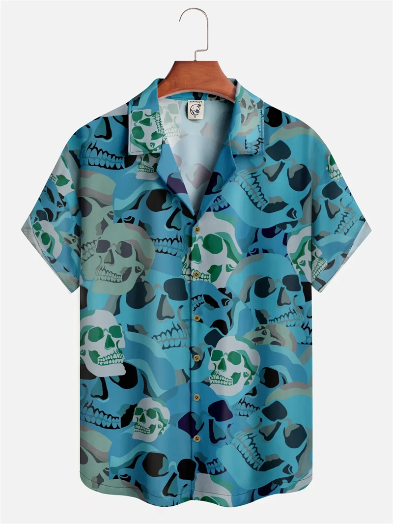 

Men's Shirt Horror Skull 3D Print Oversized Button Down Shirts Summer Casual Hawaii Beach Hawaiian Harajuku Holiday Women Shirts