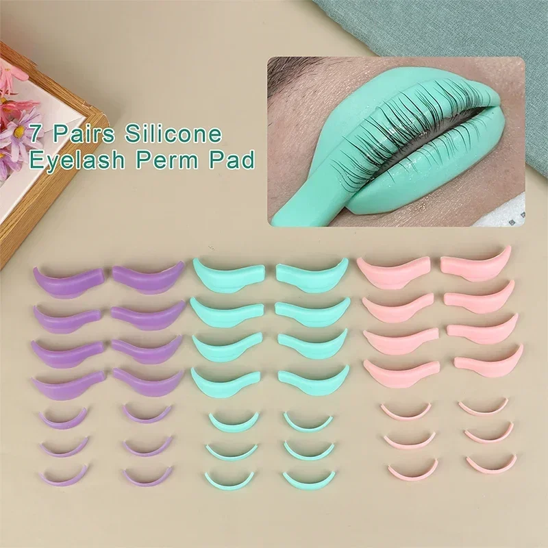 Atacado 7 pares de silicone cílios perming modelador reutilizável lash lift escudo almofadas ferramentas de levantamento de cílios almofadas perming