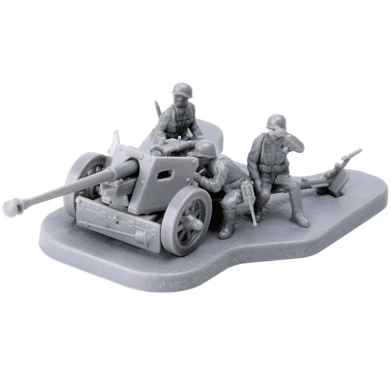 4D 1/72 Pak40 Anti Tanque Arma Montagem Puzzle Model Militar Soldado Cena Brinquedos Gift For Boys A43