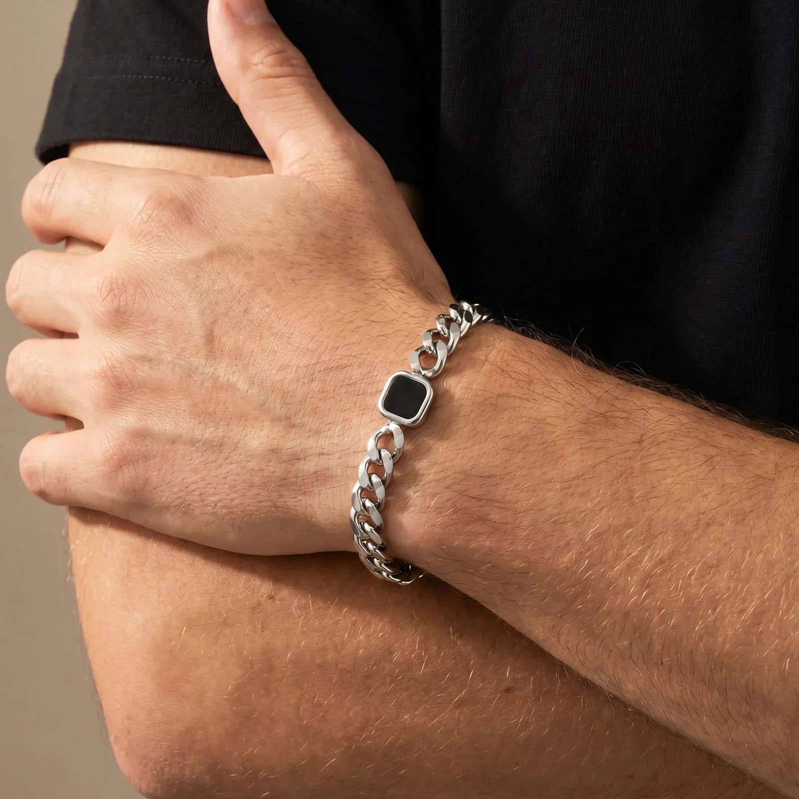 Neues Edelstahl Herren-Kettenarmband, Gold-Silber-Farben Kubanische Figaro-Kette, Hip-Hop Schmuck Geschenk für Ihn Papa – Detail 4