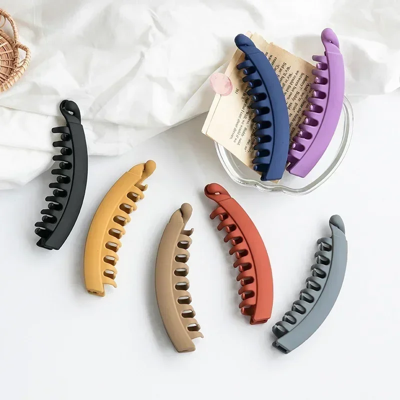 

Women's Hair Accessories Hair Clips Hairpins Fashion Ponytail Holder Solid Color Frosted Banana Clip