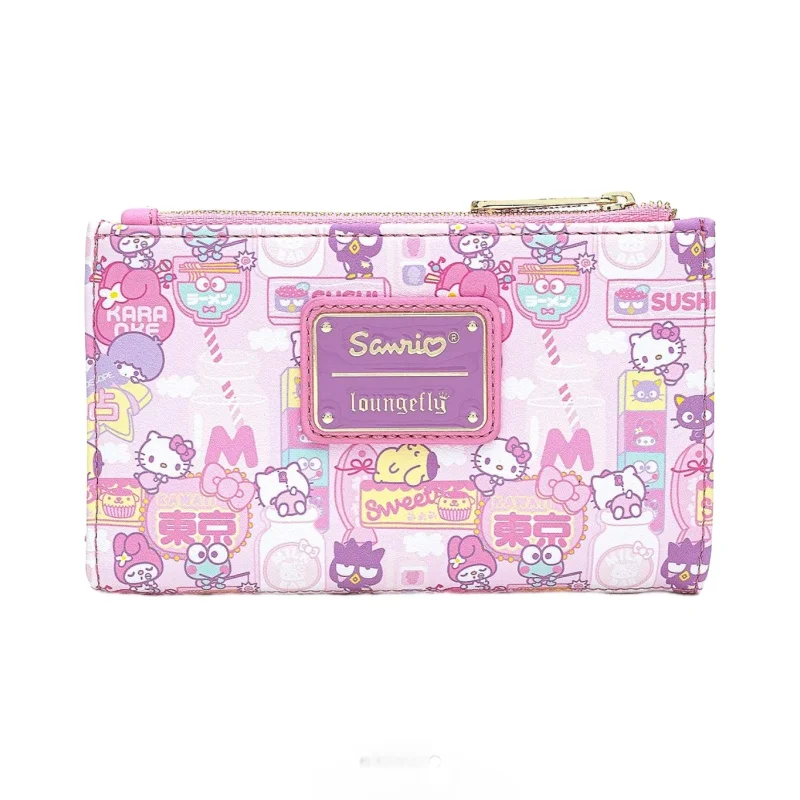 2024 New Loungefly Sanrio Hello Kitty Purse Clutch Purse Women\'s Purse Adult Birthday Gift Card Bag Double Fold Pink Coin Purse