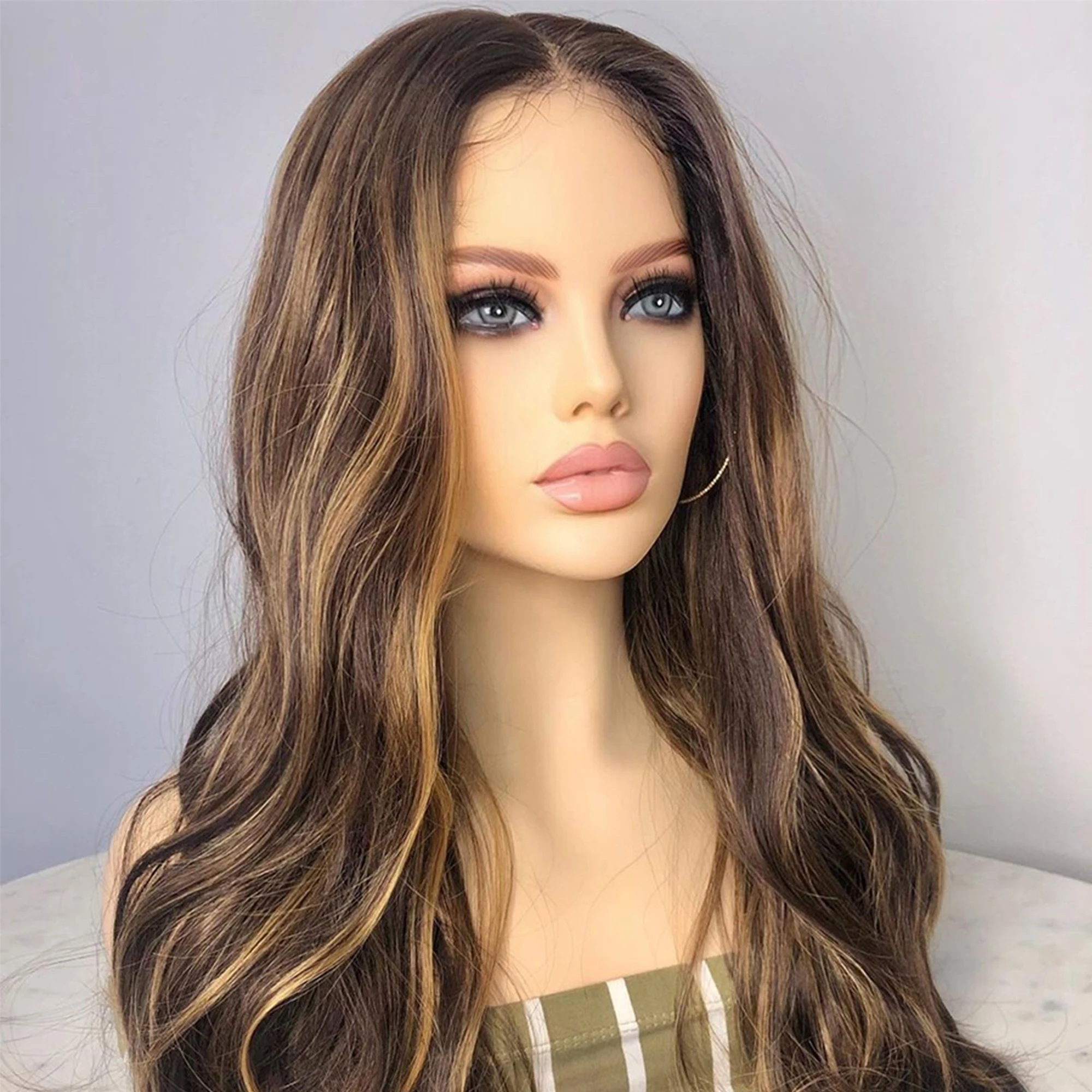 

Long Highlight Blonde Soft 26Inch 180%Density Body Wave Preplucked Glueless Lace Front Wig For Women With Babyhair Daily Cosplay