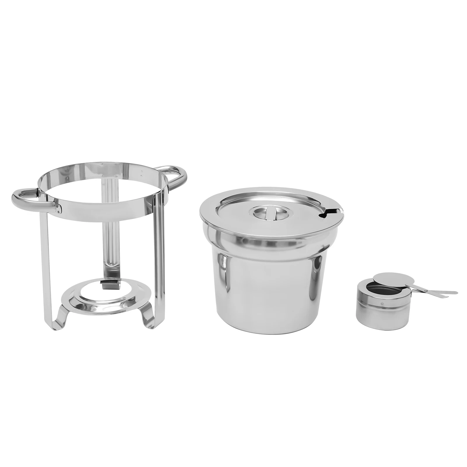 Pentola per zuppa in acciaio inossidabile da 7 litri, bollitore per zuppa rotondo, set scaldavivande, per servire salse, stufati, zuppe e coppette