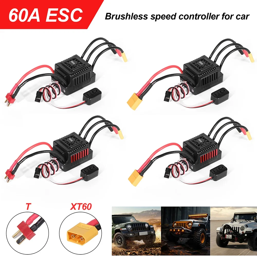 

Водонепроницаемый 60A ESC Бессенсорный бесщеточный ESC электрический регулятор скорости 2-3S для 1/10 1:10 радиоуправляемых автомобильных запчастей