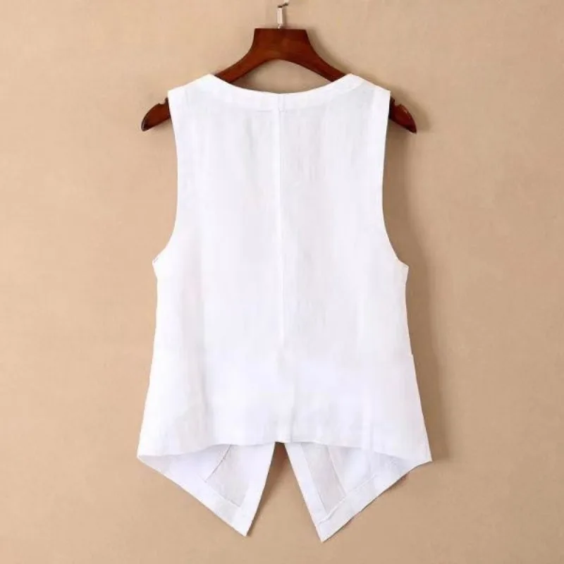 Summer Thin Vests Women V-neck Fashion Stylish Sleeveless Office-look Temperament Harajuku New Breathable Lady Leisure Pure Chic