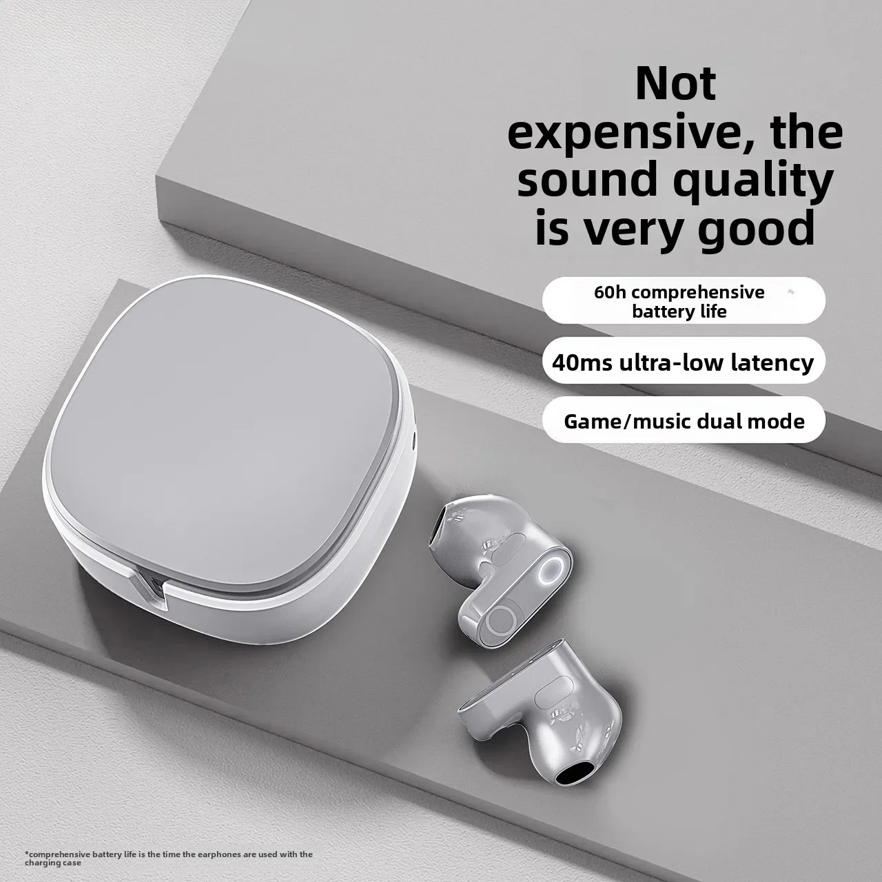 Wireless Bluetooth Earbuds, Semi-In-Ear Design with Long Battery Life, High-Quality Sound, for Daily Use and Travel