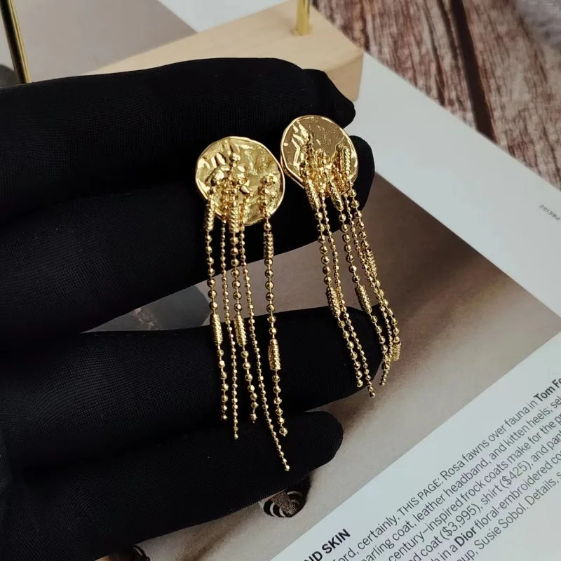 

Qingdao Jewelry Exaggerated Fringed Earrings Temperament Light Luxury High Sense Personality Niche Long Earrings Fringed Retro S