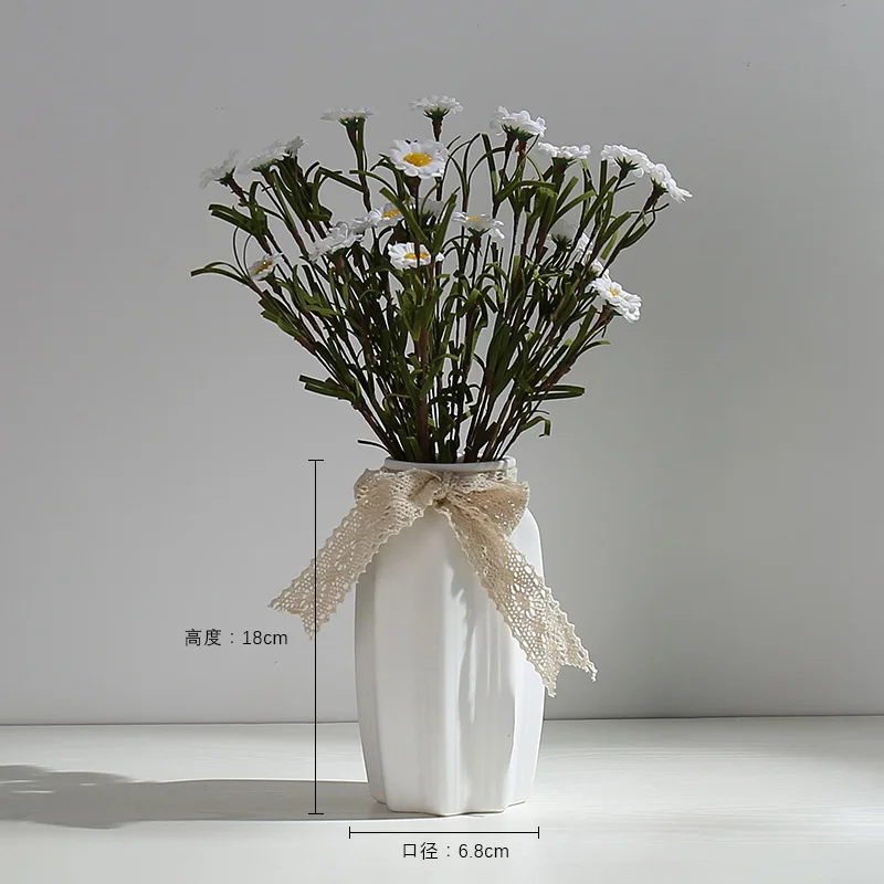 Literary White Fresh Dried Flower Vase Ceramic Hydroponic Flower Arrangement Device Starry Sky Living Room Modern Ornament Decor