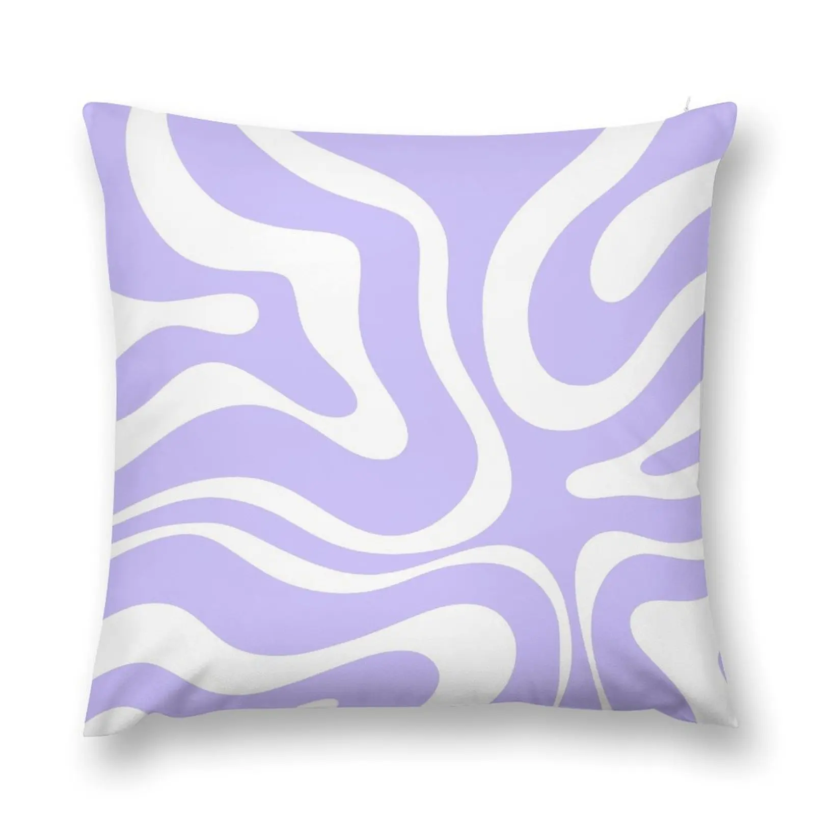 

Retro Modern Liquid Swirl Abstract Pattern Square in Light Purple and White Throw Pillow Throw Pillow pillow