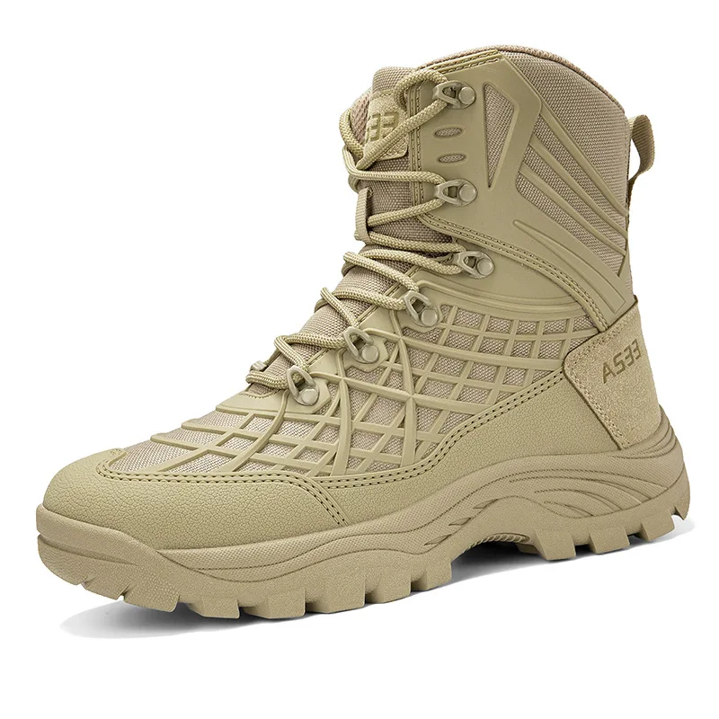 Botas táticas militares à prova dwaterproof água dos homens respirável alta superior ao ar livre sapatos masculinos botas de combate do deserto rendas até sapatos de caminhada