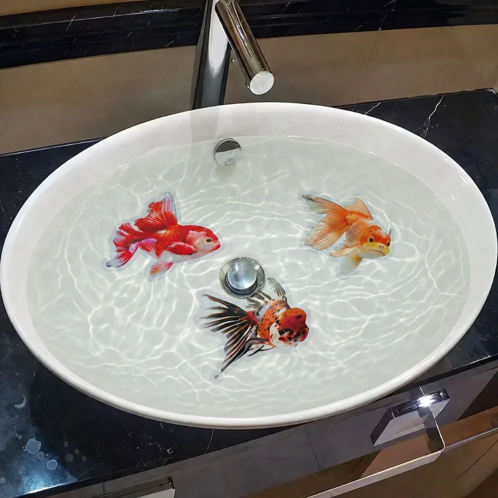 50 Sheets PET Goldfish Washbasin Stickers Realistic Waterproof Koi Fish Tile Stickers Reusable Colorful Fish Tank Stickers