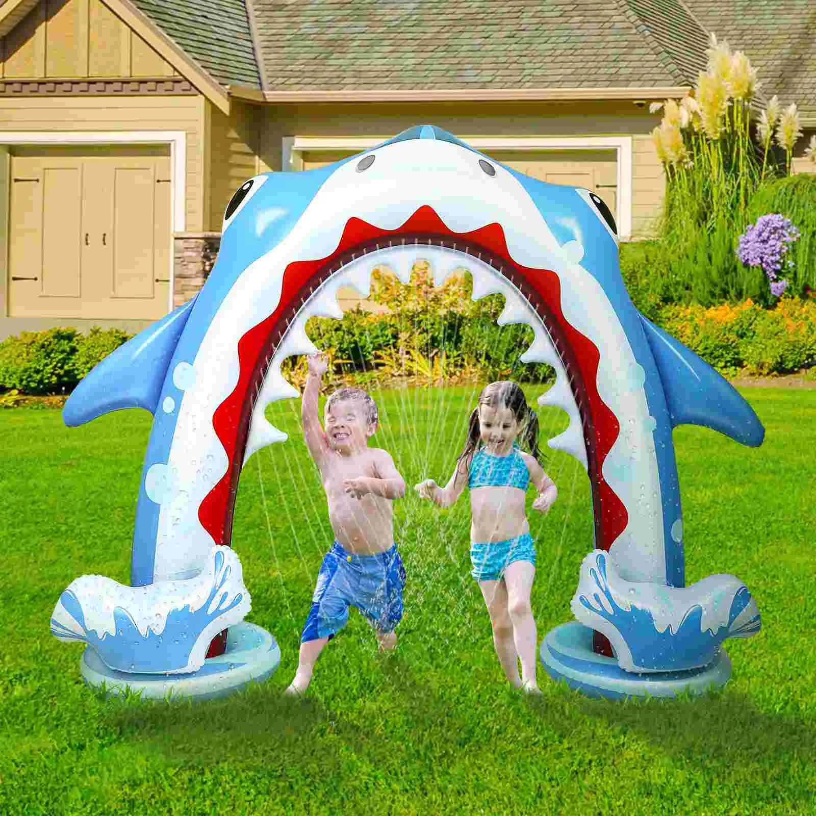 

Water Sprinkler for Lawn Shark Shaped Inflatable Play Toy Fish Outdoor Spray Kids Yard Child Baby