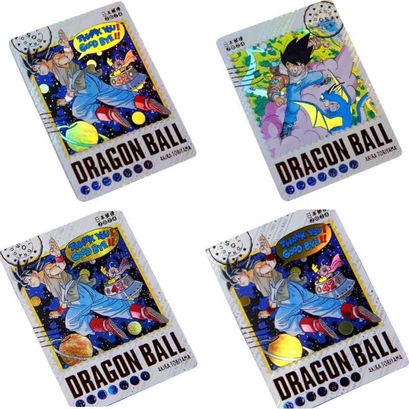 7 Sheets Flash Card Son Goku Vegeta Iv Majin Buu Dragon Ball Diy Hot Stamping Process Action Toy Figures Anime Game Collection