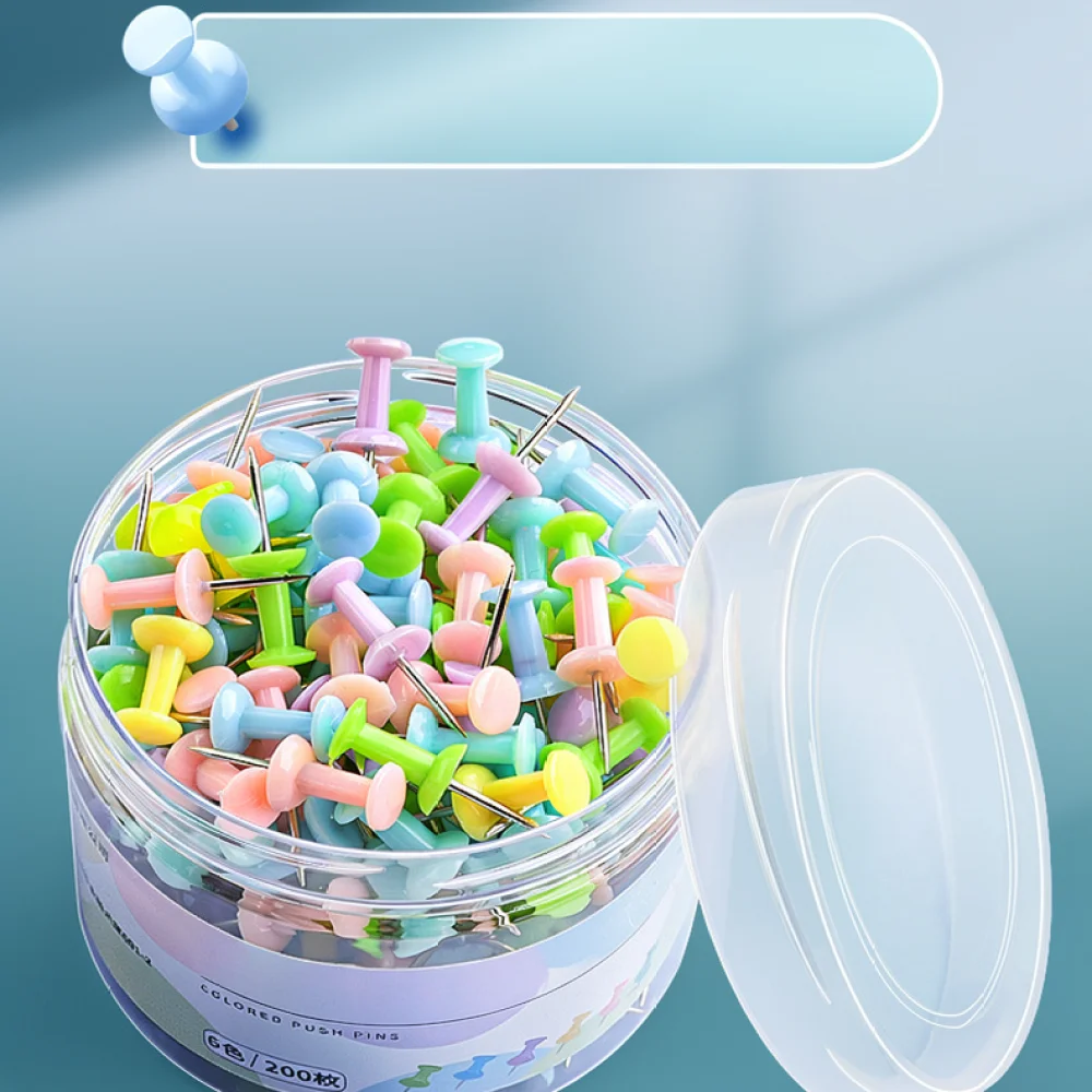Decorative Macaron Drawing Pins Round Head Thumb Tacks For Cork Board Office School Document Fasteners Photo Wall