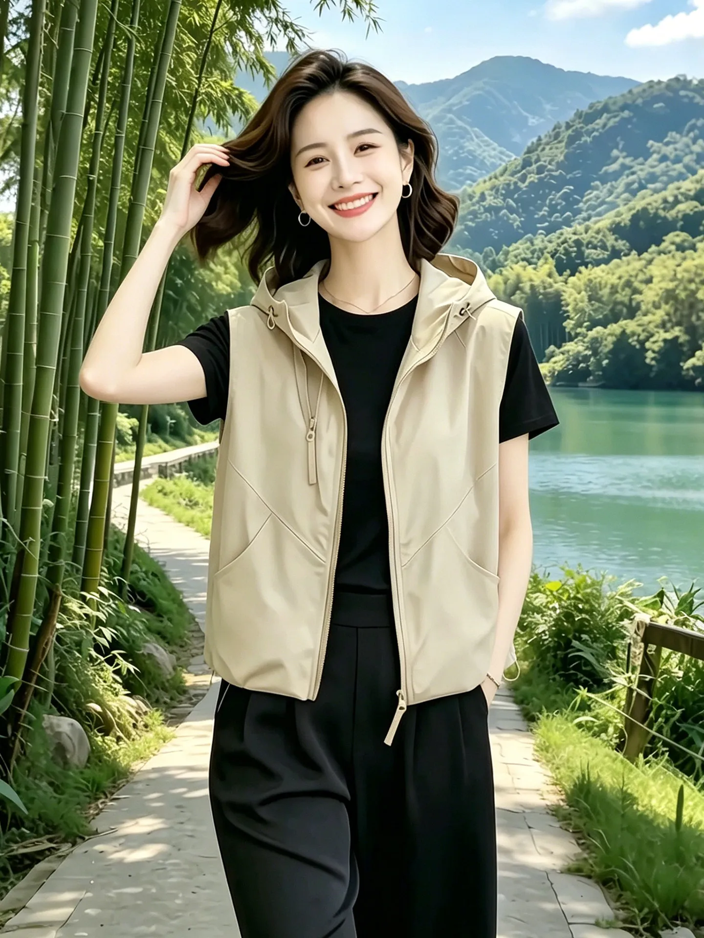 Women's Fashionable Jacket Zipper Style Casual Wear Sun Protection Outerwear Beautiful Workwear Commuting Summer Trend