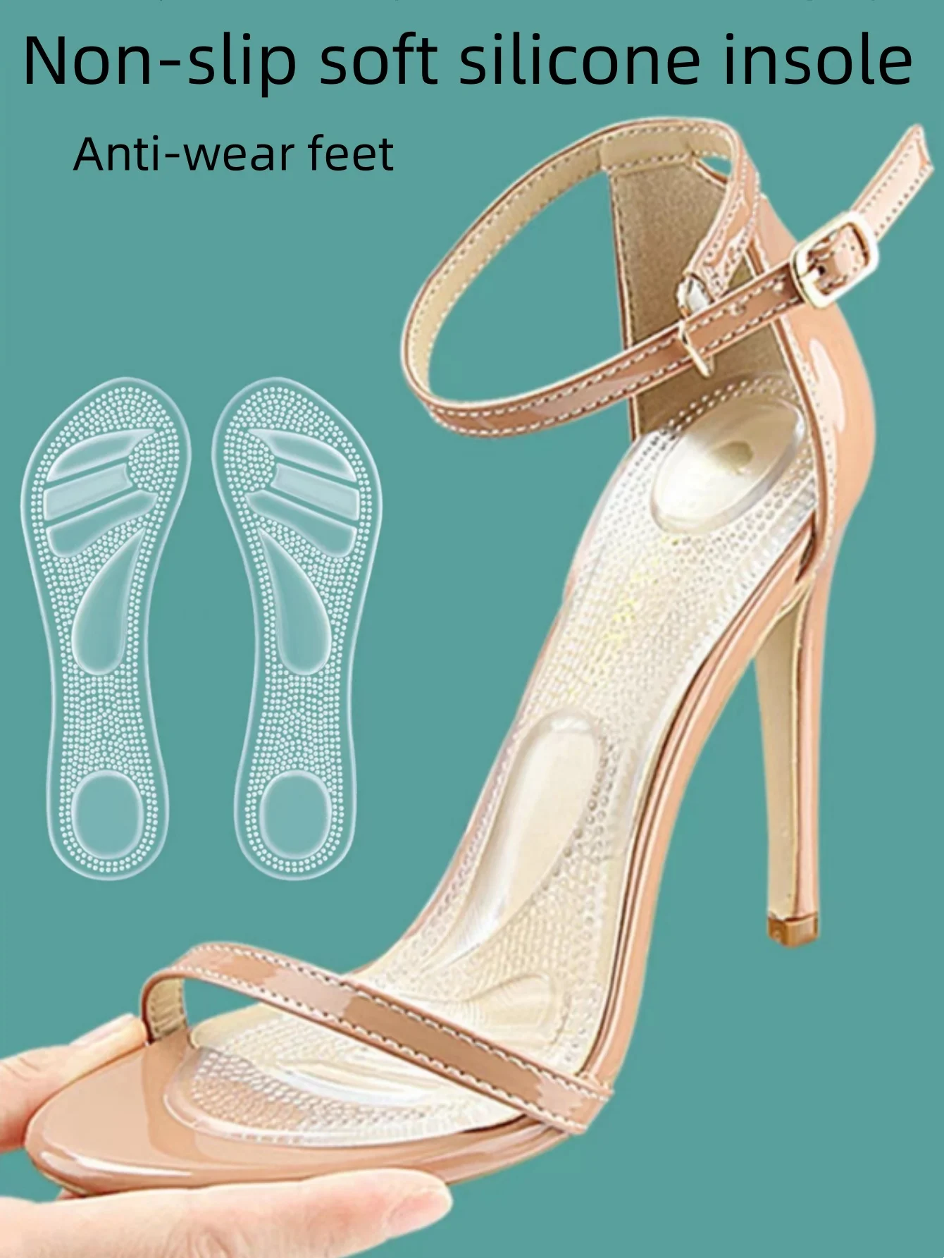 

Women Seven Point Insole Heel Protectors Silicone Cushion Foot Care Products Non Slip Shoe Pad High Heels Adjustable Size Insole