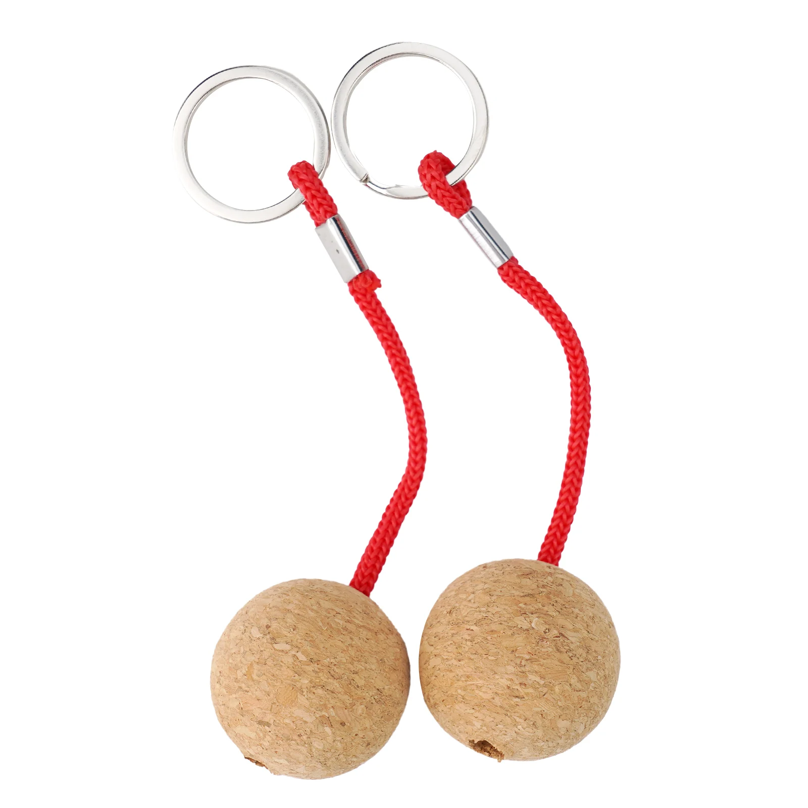 Set of 2 Floating Cork Ball Key Rings with Rope for Kayak and Sailing Keys Prevents Keys from Being Lost in Water