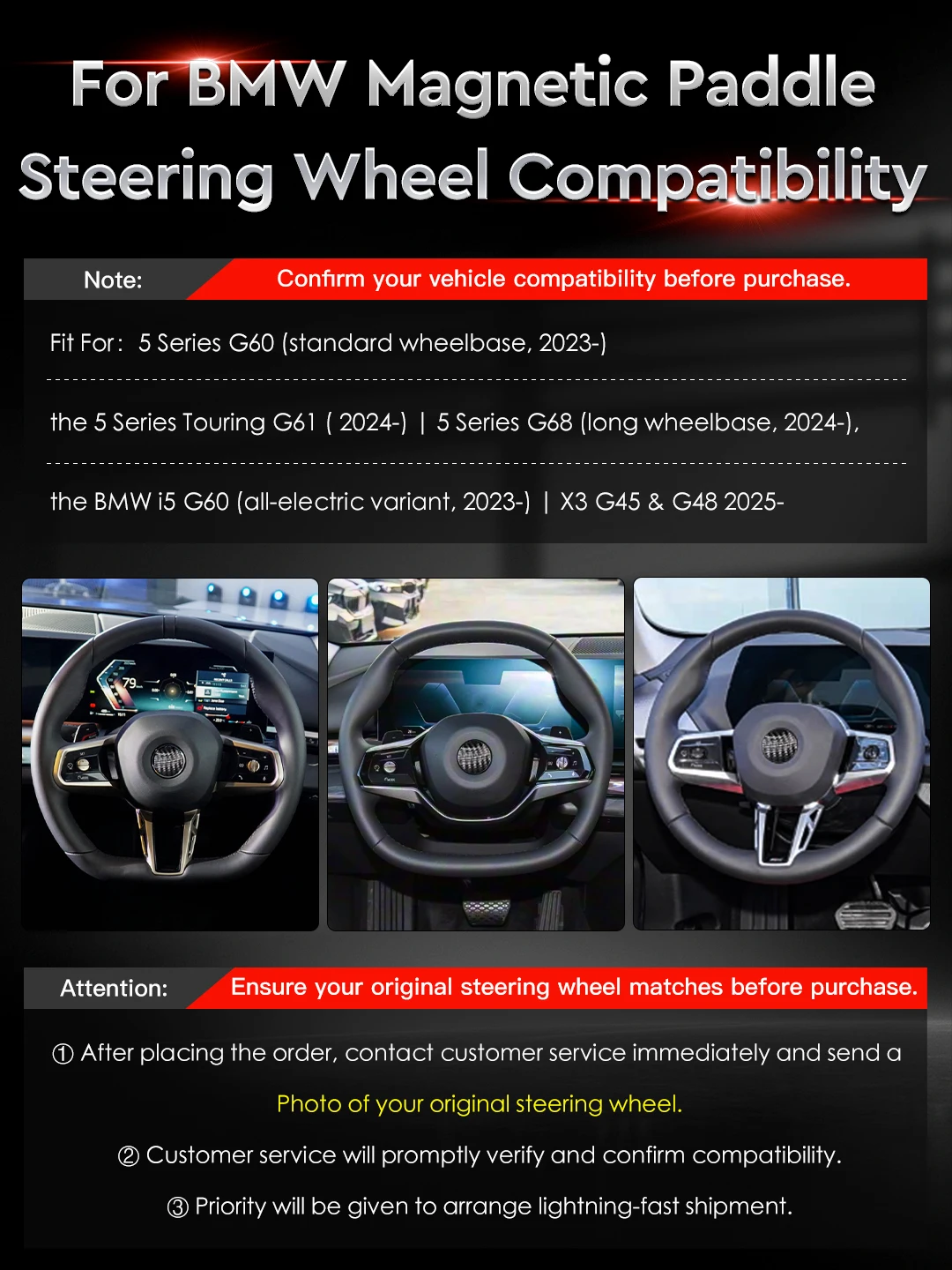 Matt Carbon Fiber Magnetic Paddle Shifter For BMW 5 Series G60 G61 i5 X3 G45 & G48 2025 Steering Wheel Paddles Shift Accessories
