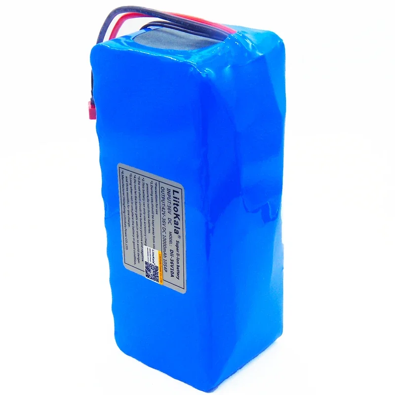 Liitokala-リチウム電池パック,BMS, 36V, 10Ah, 500W,高出力および容量,42V, 18650,電動自転車,スクーター用