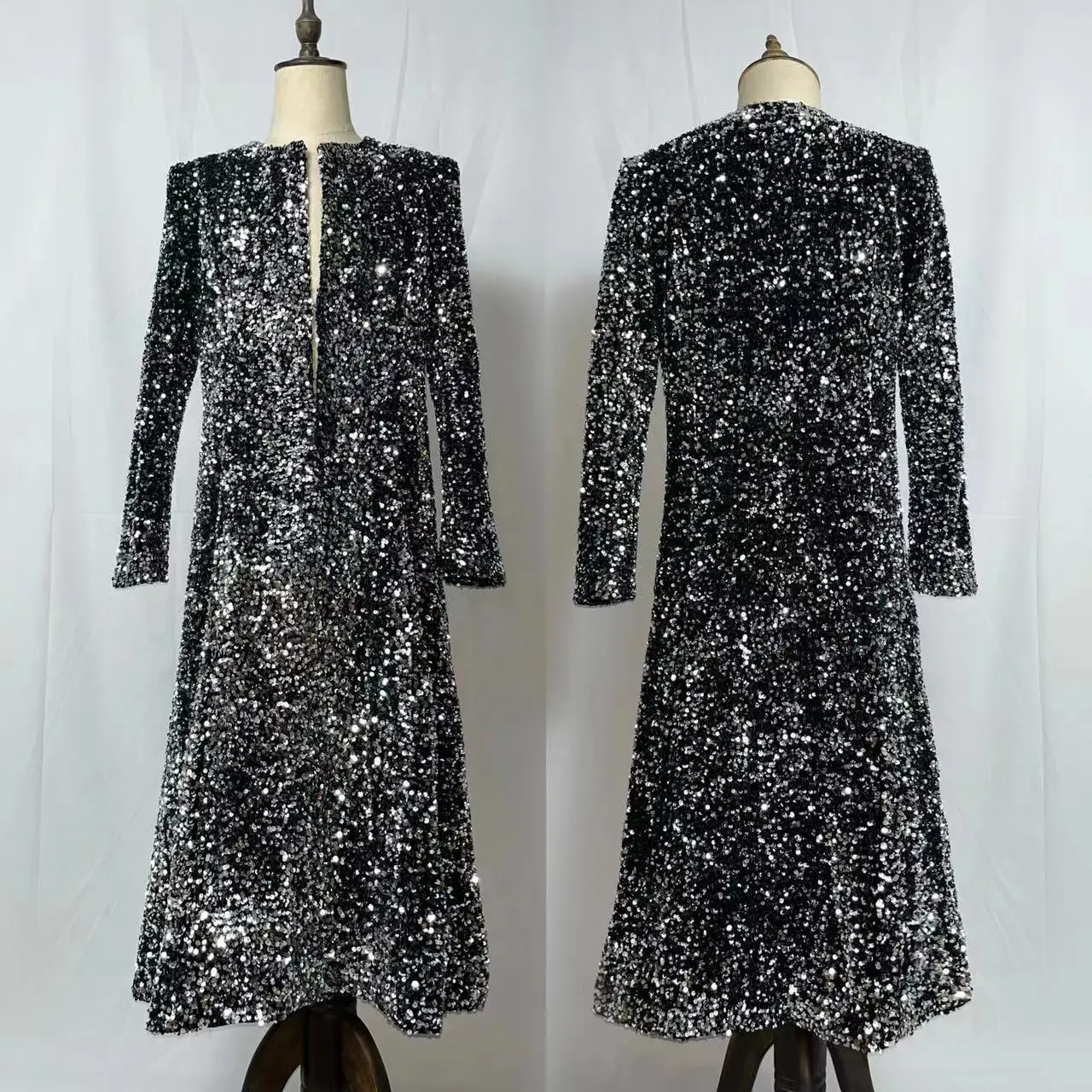 バーステージ男性歌手光沢のあるスパンコールロングコート衣装スターコンサートカーペットキャットウォークグリッターオーバーコートパフォーマンス服