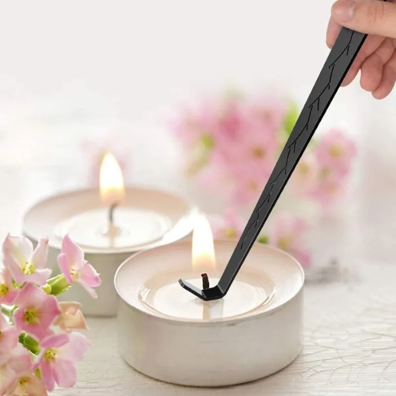 stainless candle care kit with wick trimmer, snuffer & dipper - heavy-duty black candle accessories gift set for wax dipping