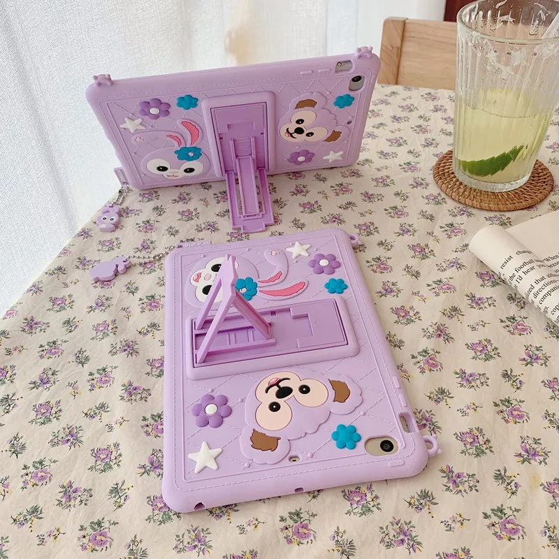 Funda de silicona suave con dibujos animados para niños, carcasa con correa de soporte para iPad Mini 1, 2, 3, 4, 5, 6, Pro 12,9, 2015, 2018, 2th,