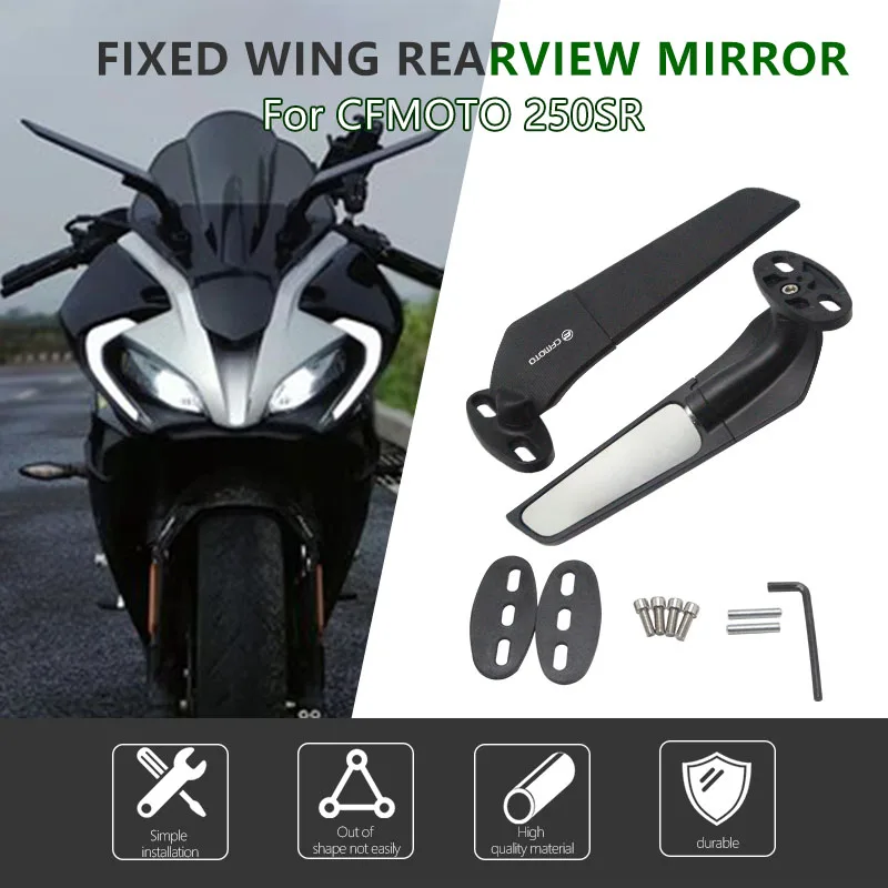 

Modified Motorcycle Mirrors Wind Wing Adjustable Rotating Rearview Mirror Side for CFMOTO 250SR 450SR 360° Swivel Rear Tail