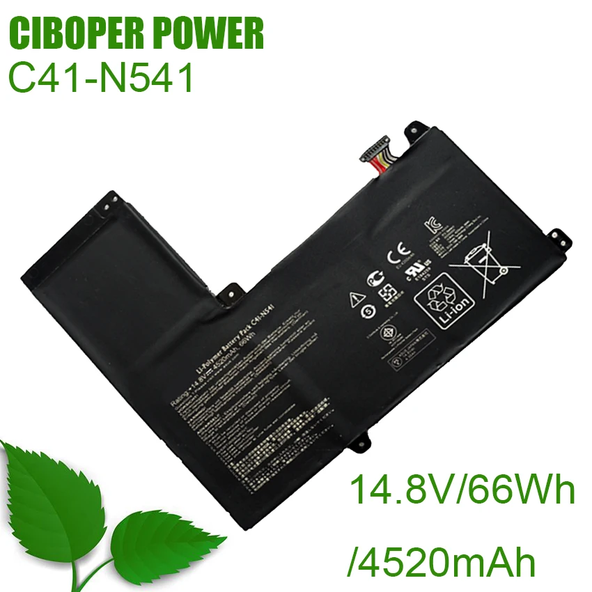 CP Genuine Battery C41-N541 66Wh4520mAh 0B200-00430100 N54PNC3 For Rog N541LA Q501L Q501LA Q501LA-BBI5T03 Q501LA-BBI5T03 BSI5T19