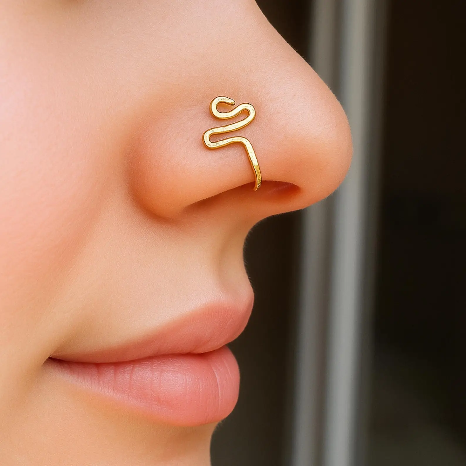 

14K Gold Filled/925 Silver Faux nose ring Handmade Fake Piercing Ring 20 Gauge 10mm Hoop Jewelry Hanger Woman Jewelry Gifts