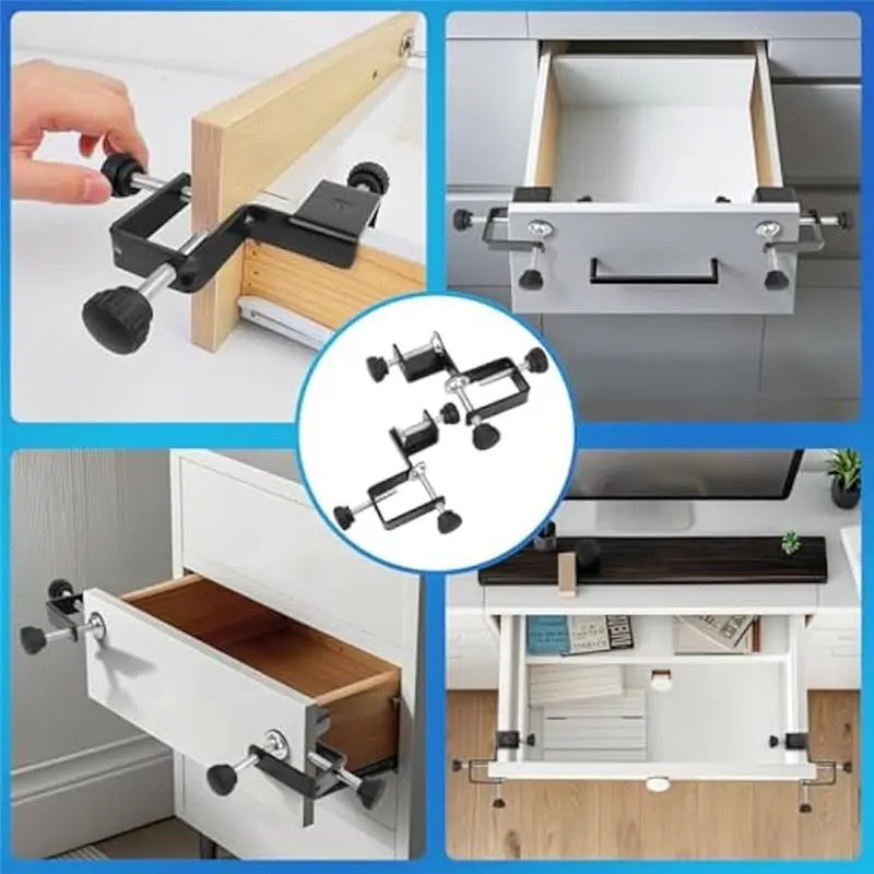 DT17 Drawer Front Mounting Clips, 2Pcs Cabinet Drawer Installation Clamps Jig, Fine-Adjustment Woodworking Tool