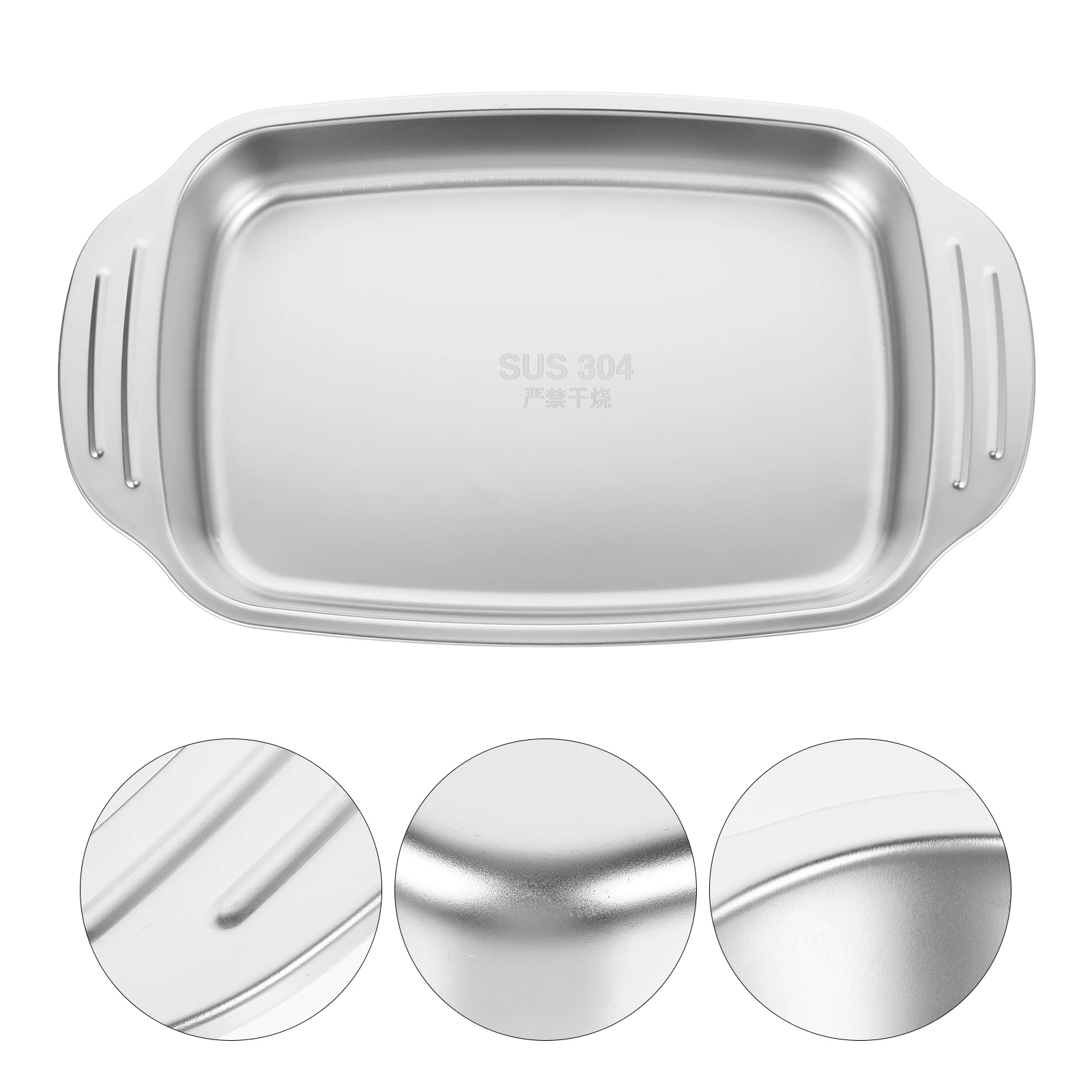 Sartén para asar de acero inoxidable para hornear pescado, plancha poco profunda, Compatible con inducción, bandeja para asar, bandeja de Metal para servir, cocina