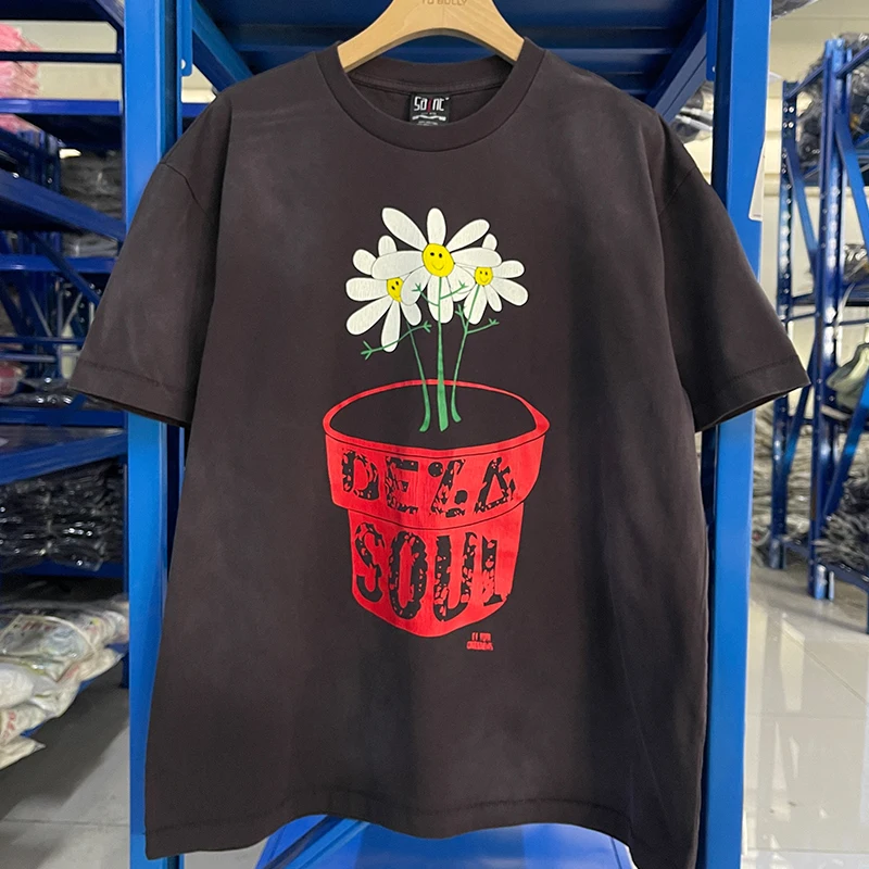 

Футболка Waed ort Sve ex Trendy 25SS «D La Soul Is Dead», круглая Ne Loose Fit, молодежная корейская мода