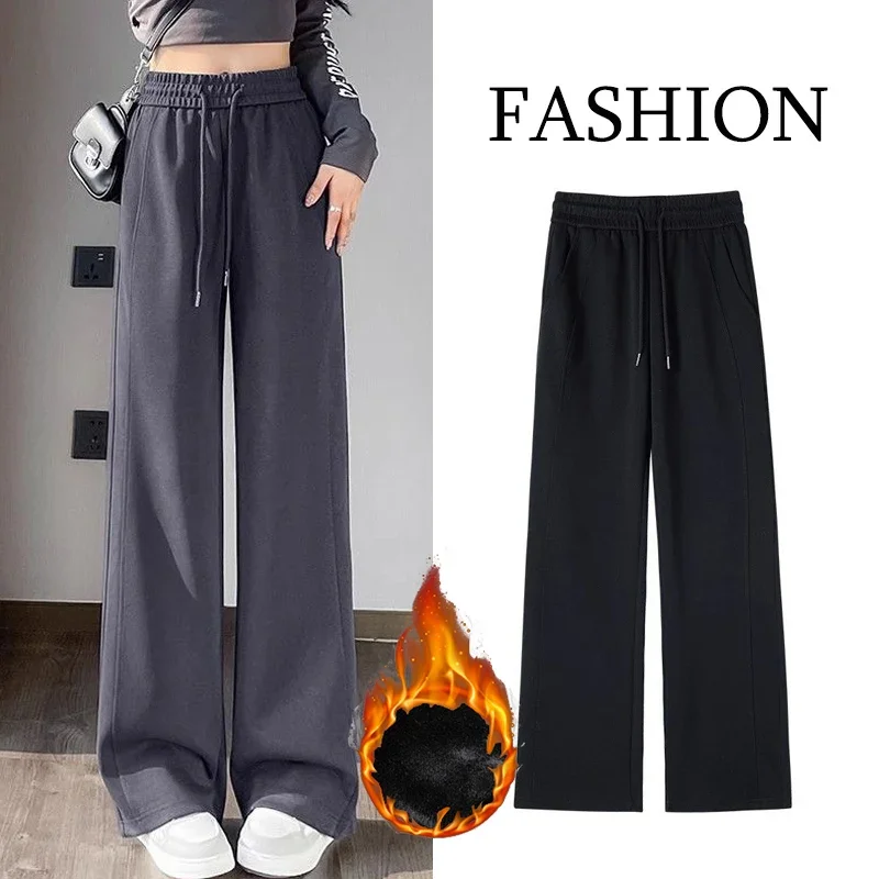 Winter Weiblichen Koreanischen Hohe Taille Thermische Jogginghose Frauen Slim Fit Plüsch Hosen Mädchen Schnee Warme Dünne Fleece Hosen