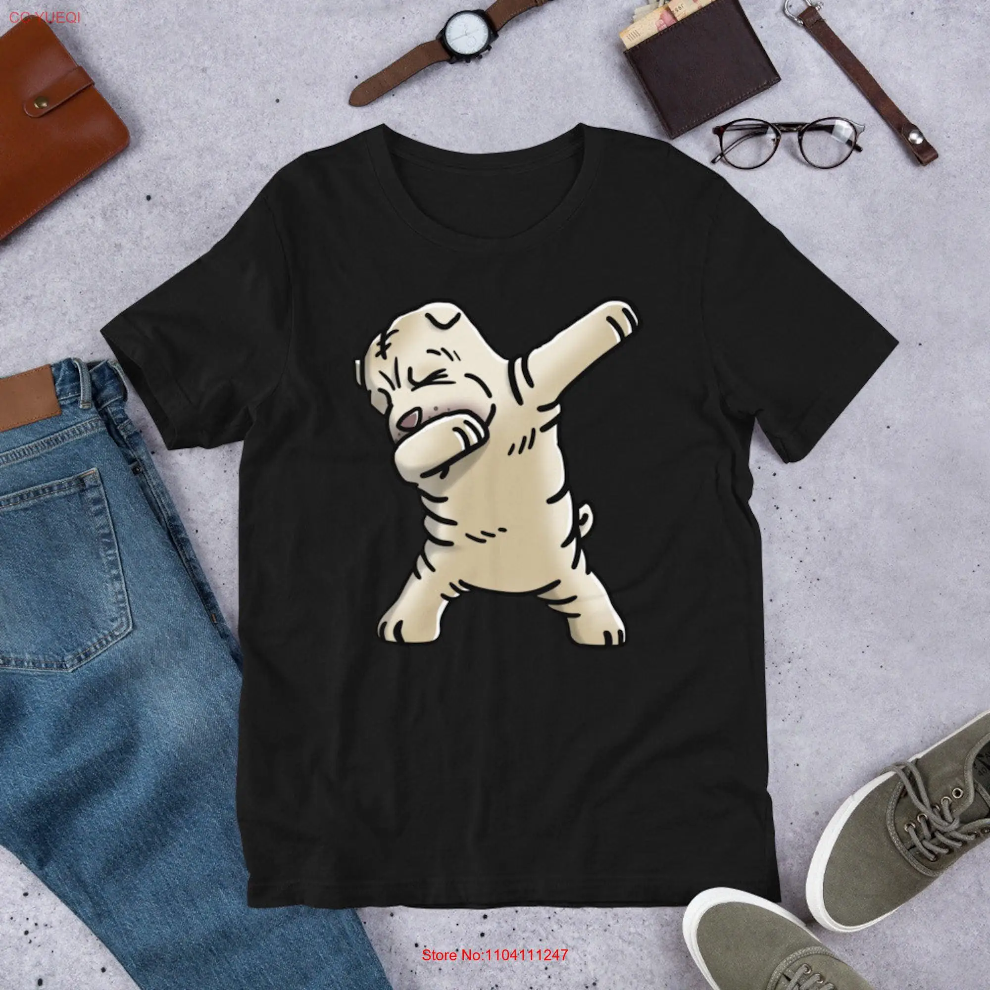 Dabbing Cream Shar Pei T Shirt Funny Dog Dab Dance Move  long or short sleeves