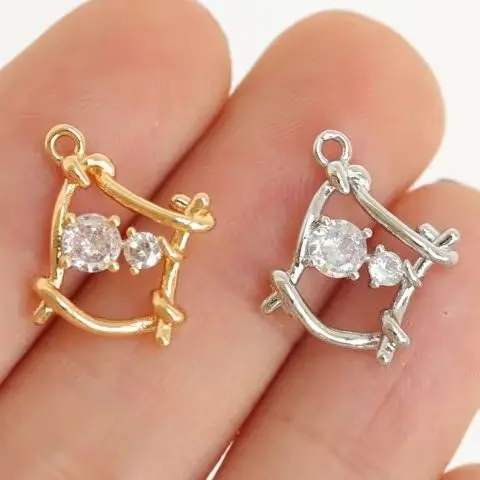 

2 шт. позолоченные медные цирконовые подвески 14,8x17,4 мм нерегулярные четырехсторонние полые конструкции для DIY ювелирные аксессуары ручной работы