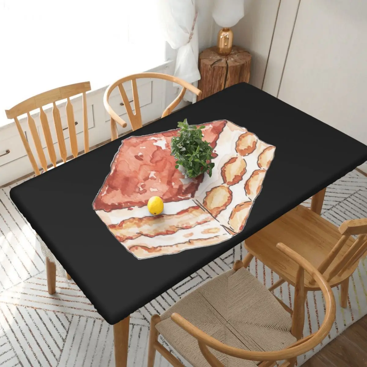 Tiramisu Customized Rectangular Tablecloth Waterproof Table Cover for Festival Party Decorations Table Cloth