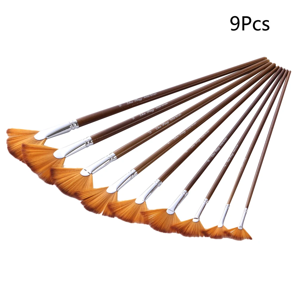 

9pcs Nylon Hair Art Paint Brush Set For Artists Beginners Professionals Durable Premium Quality Travel Friendly Painting Brush
