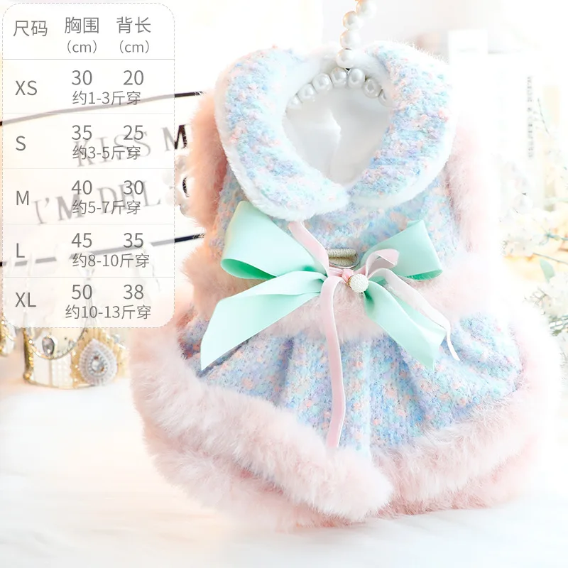 Autumn Winter Dog Cat Princess Dress Sweet Bowknot Cat Dog Skirt Clothes Tutu Dress for Dogs Puppy Teddy Chihuahua