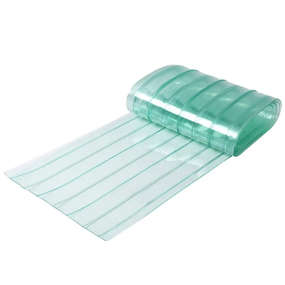 Pet House Door Flap Windproof Dustproof Waterproof Pet House Door Curtain Light Green Striped Transparent Soft Pvc for Keeping